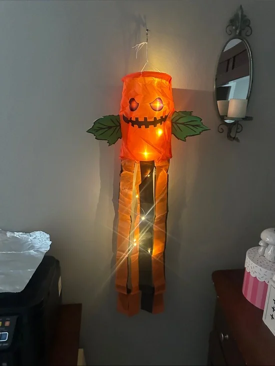Orange Pumpkin-Light up Wind sock NWT