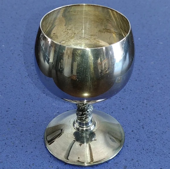 *Silver-Plated Ornate Stem Wine Champagne Goblet 5oz. Spain