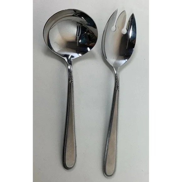 Stanley Roberts Rogers Co.‎ Beaded Excellence Korea Stainless Salad Fork & Spoon