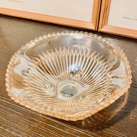 Vintage Jeannette Carnival Glass Marigold Footed Candy Dish 1930s Rare MCM‎