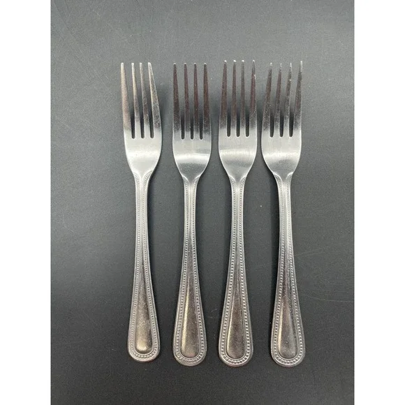 DELCO Prima Stainless Flatware Lot 4 Dinner‎ Forks Beaded Replacement