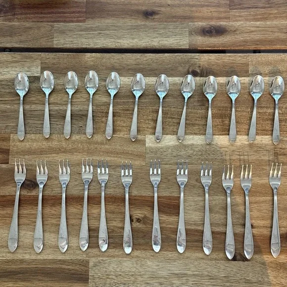 Retroneu Stainless Steel Set Of 24 Forks & Teaspoons Korea