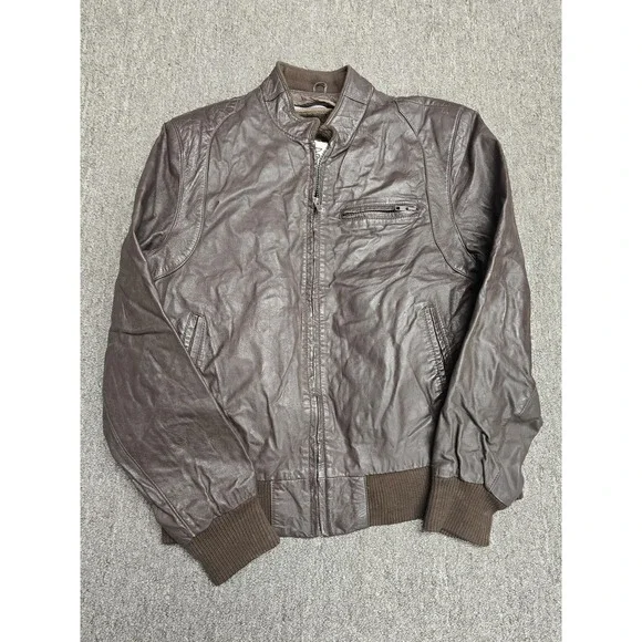 Vintage Bermans Leather Jacket Mens 40 Brown Bomber Faux Fur Lined Made Korea