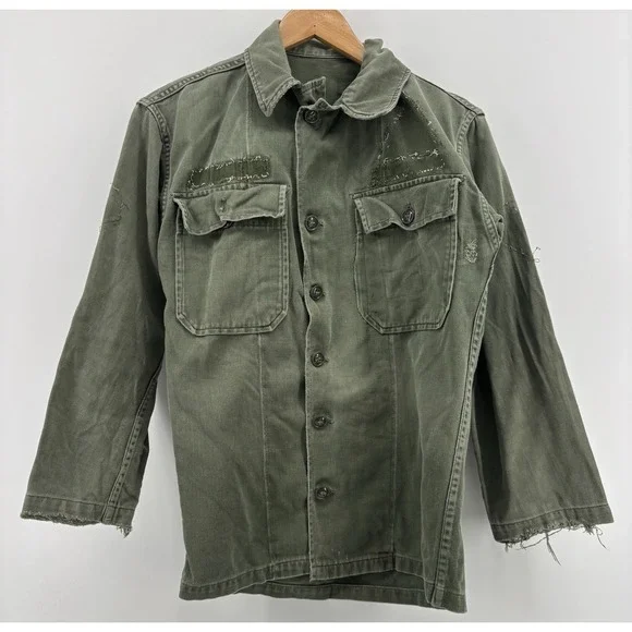 Vietnam Jacket OG-107 Coat Mens War Fatigue Cotton Sateen Heavy Wear Patina S