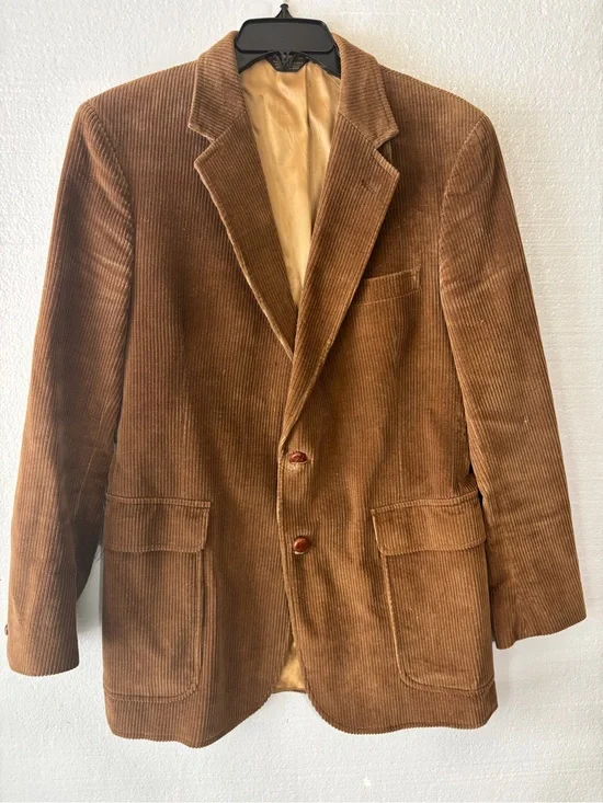 Vintage 90s Corduroy Blazer - Brown Oversized Sport Coat - Boyfriend Blazer - 40