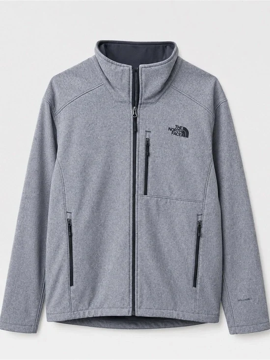 NEW The North Face Men's Heather Grey Full-Zip Softshell Jacket