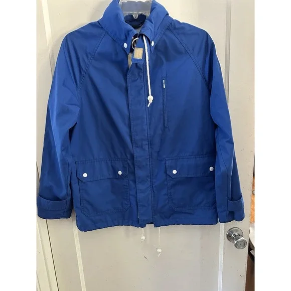 Lands End Men Size Medium Blue Jacket Dual Pocket Vintage