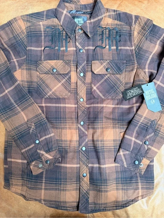 Metal Mulisha Wartime Flannel Shacket Men’s S NWT Lined Plaid Snap Shirt Jacket