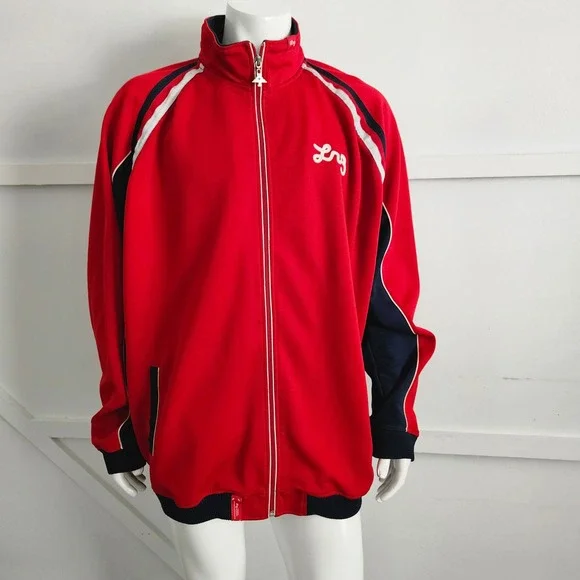 LRG Roots and Equipment Red Navy Track Jacket Embroidered XXXXL Streetwear