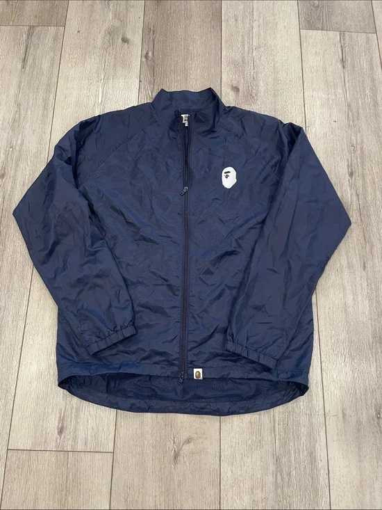 Men's Navy Windbreaker Jacket with Signature Ape Head