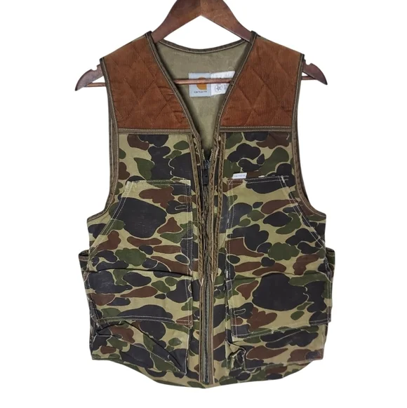 Vintage Carhartt Canvas Duck Camouflage Hunting Vest