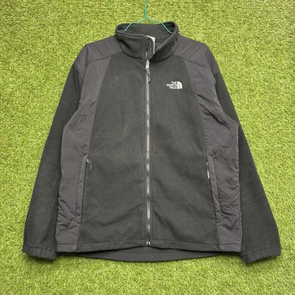 The North Face Jacket Mens XL Fleece Softshell Black Hiking Outdoor Zip Up