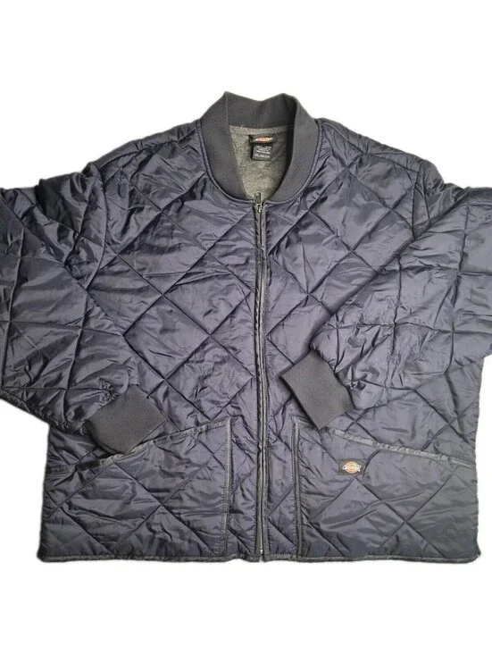 Dickies Mens 2XL Navy Blue Diamond Quilted Bomber Jacket Insulated Workwear