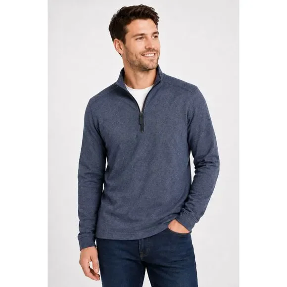 NWT North End Men’s Spirit Textured Quarter Zip Pullover Navy Heather S