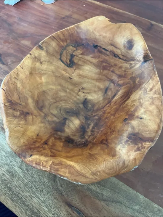 Handcrafted Natural Wooden Serving Bowl - Rustic Brown