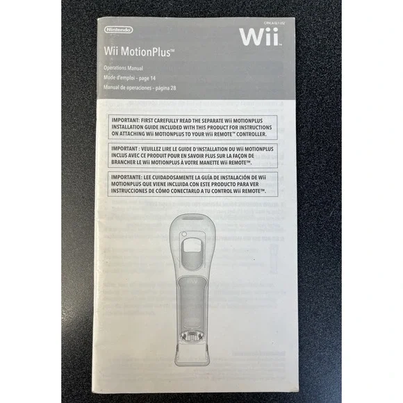 Wii Motion Plus Nintendo Operations Manual Only C/RVL-A-GL1-USZ