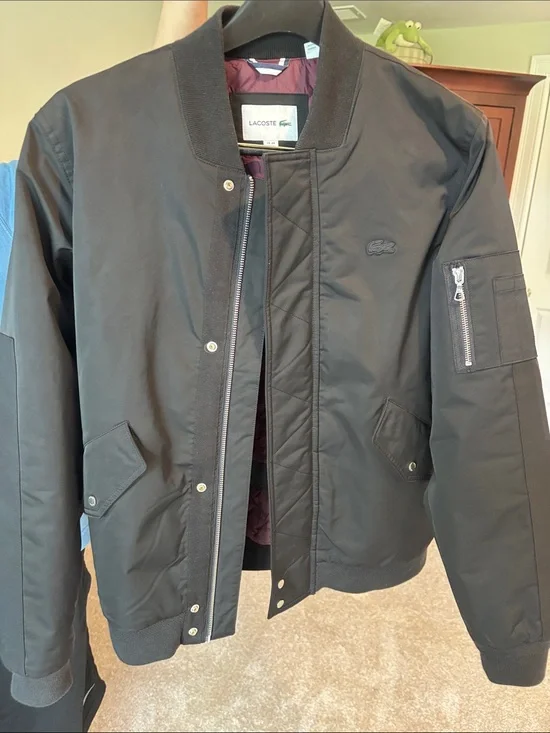 Lacoste Black Men's Quilted-Lined Bomber Jacket