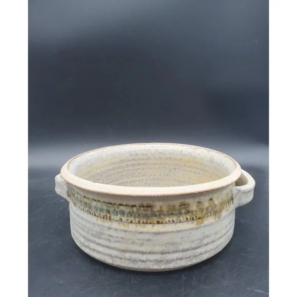 Handmade Art Pottery Wheel Thrown Handled Stoneware Bowl Signed Dum-Caoim 7