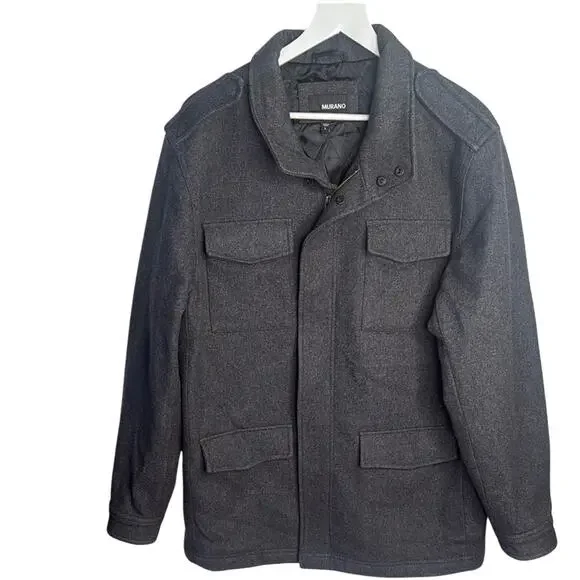Murano Men’s Gray Wool-blend Military Style Jacket Sz Large
