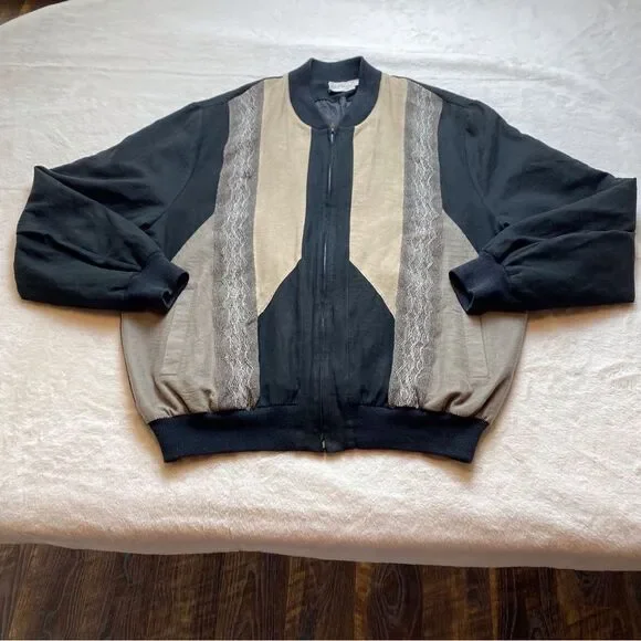 St Croix Knits Black and Tan Microfiber Polyester Jacket Size Large