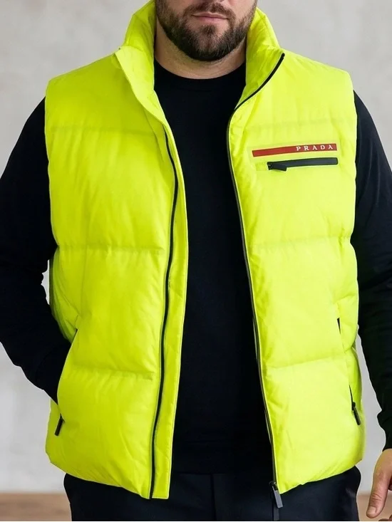 Prada Neon Lime Quilted Puffer Vest