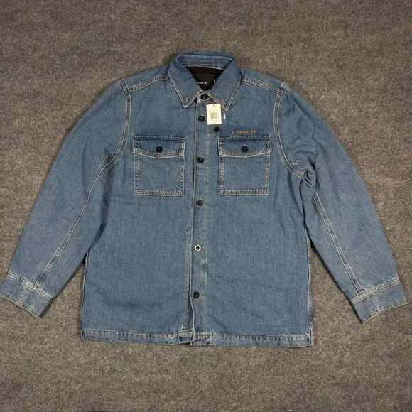 Coach Denim Overshirt Quilted Lining Mens S Medium Indigo Cotton Jacket NWT $550