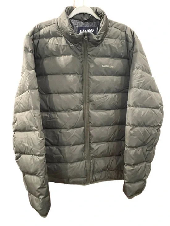 Lands' End Men's Dark Green Quilted Puffer Jacket NEW Size L 42-44