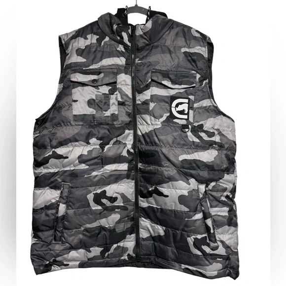 Ecko Unltd. Unisex Hooded Camo Puffer Vest Size XL