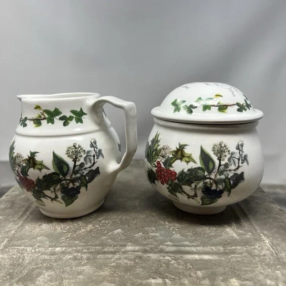 Portmeirion Holly & The Ivy  Sugar & Creamer - Made in Britain EXCELLENT