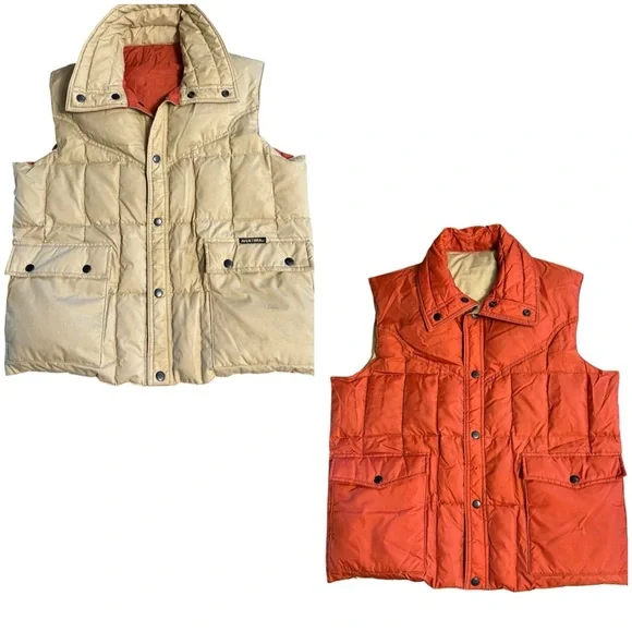 Vintage Aventura Down Feather Duck Reversible Puff Vest Men's Sz M