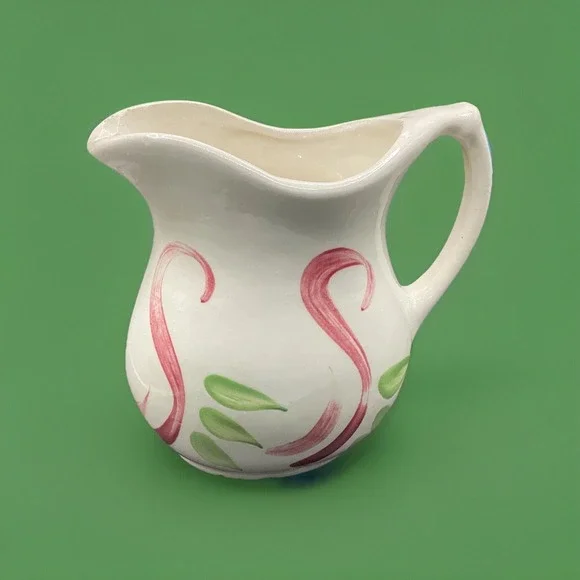 Pitcher Roseville‎ RRP Co Hand-Painted Mauve Swirl Green Leaves 6