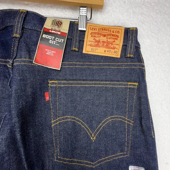 Levis 517 Mens 40x30 Blue Rigid Boot Cut Slim Fit Jeans 00517-0217 NWT