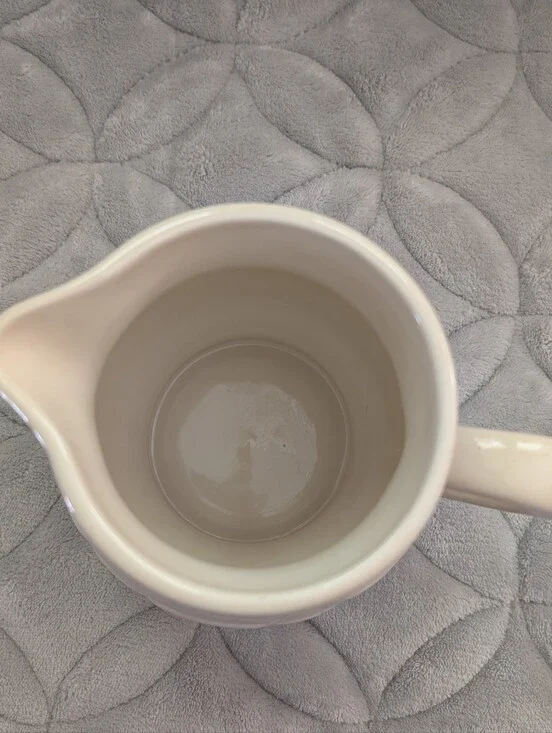 Longaberger Pottery  Pitcher Green Clover Embossed Stoneware