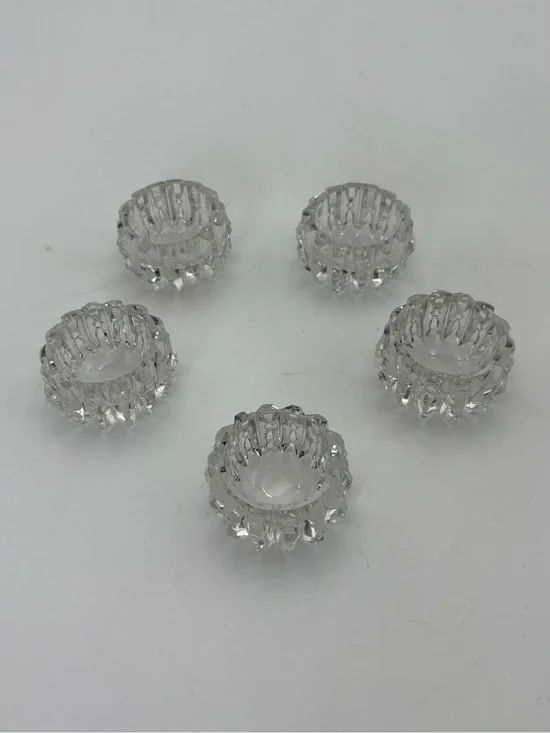 Vintage Early American Brilliant  Cut Set of 5 Clear Salt Cellars