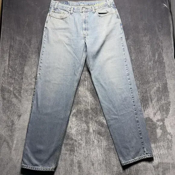 Levis 550 Jeans Mens 38x34 Blue Light Wash Relaxed Tapered 100% Cotton Denim