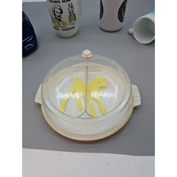 Vintage Serva- Tot Hot Water‎ Divided Baby Warming Feeding Dish Hot Plate 1950's