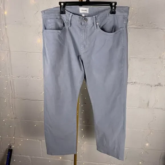 frame l’homme slim men’s 38 sky blue stretch jeans lyocell