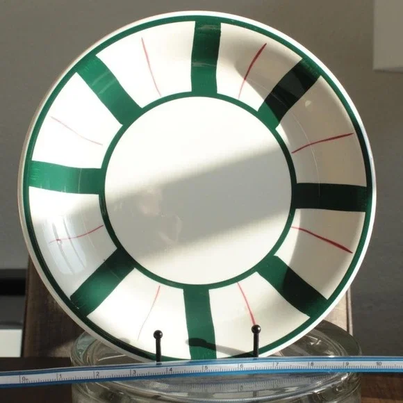 Furio Italy Large 12 inch Serving‎ Plate Platter Green Red Striped Ceramic