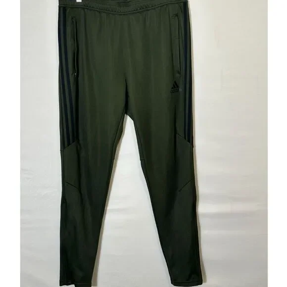 Adidas Men's Soccer Training Joggers Climacool Size L Green Athletic Zip Pockets