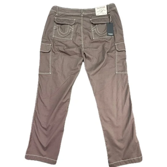 True Religion Cargo Pants Mens 38 Bracken Brown Contrast Stitch 108335