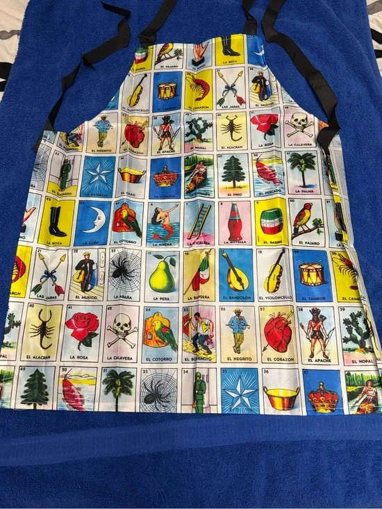 Colorful Lotería Print Apron in Multicolor