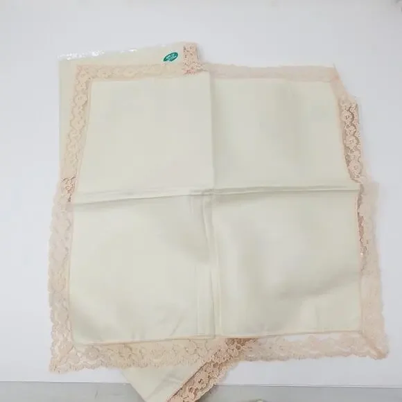 Vintage Quaker Lace Ivory/pink Linen Napkins Set of 12  17