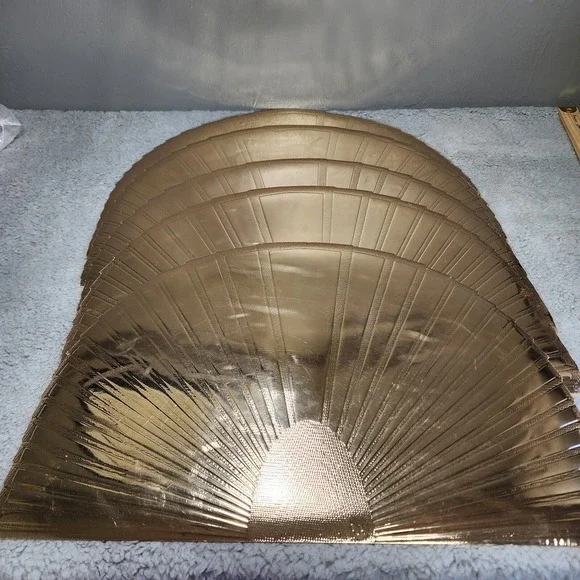 Vintage Art Deco Vinyl GOLD Shell Fan PLACEMATS Set Of 5 Regency‎ Deco MCM