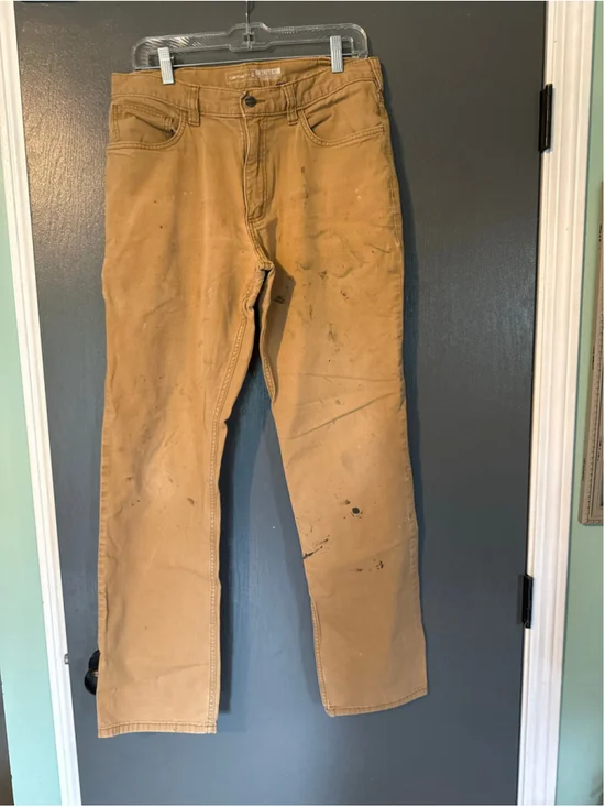 Men's Carhartt Relaxed Fit Pants Waist 33x34 Beige