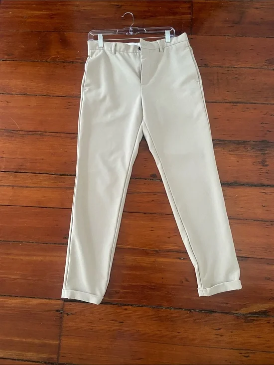 H&M Men's Chino Pants in Light Beige 30x30 Slim Fit Cream Trousers Cuffed Slacks