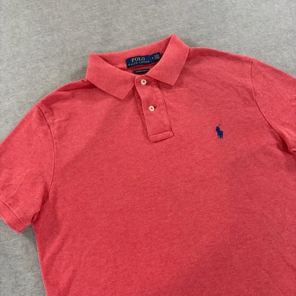 Polo Ralph Lauren Mens Custom Slim Fit Polo Shirt Heather Red Medium Cotton
