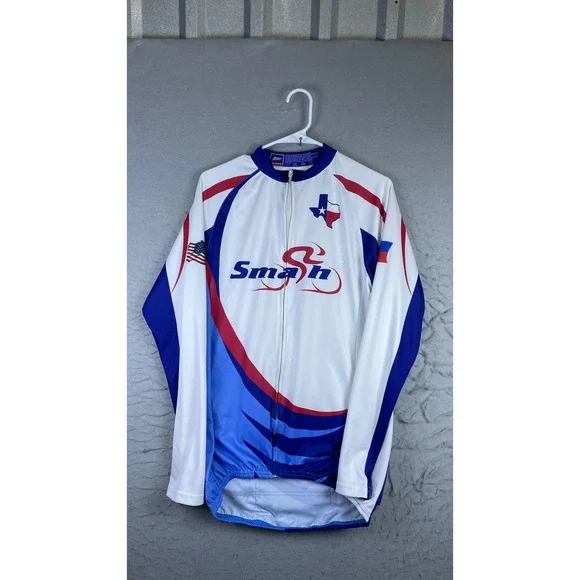 Bike Mate Cycling Jersey Mens 2XL White Excellent Texas Philippines Smash Zip