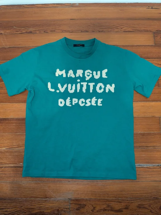 SS26 - Louis Vuitton Embroidered Green T-Shirt AUTHENTIC