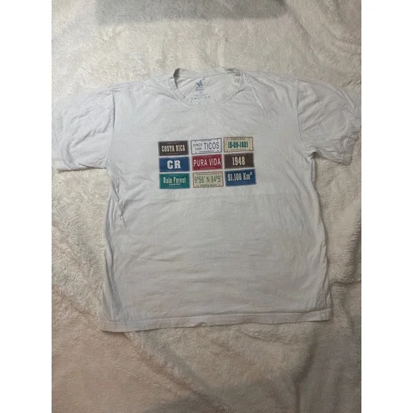 Morpho Costa Rica Graphic T-Shirt Mens XL White Pura Vida License Plate