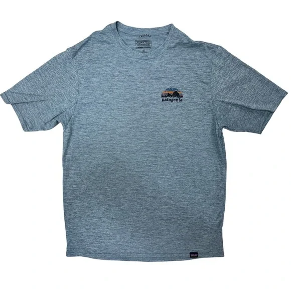 Patagonia Capilene Cool Daily Graphic Shirt Mens Small Blue Heathered Mountain